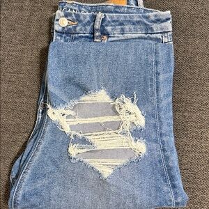 Distressed Blue Jeans